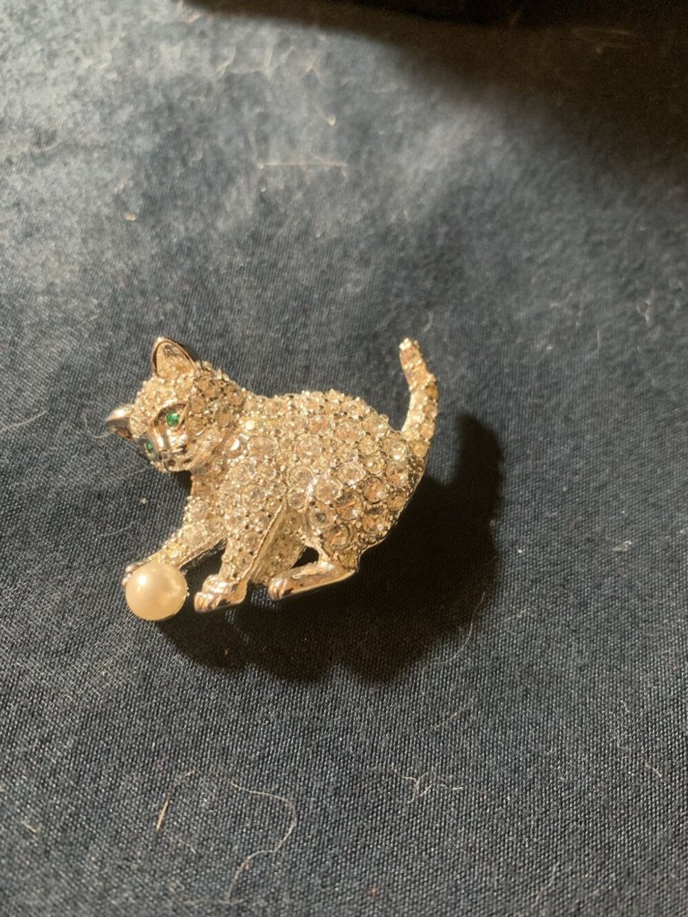 Sterling Silver Pavé Cat Broach Pin 15g